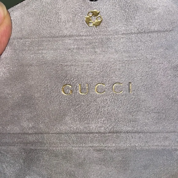 brown leather monogrammed foldable eyeglasses case from Gucci. - Picture 8 of 16